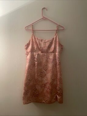 Wild Fable Pink Floral Satin Slip Mini Dress with Side Slit